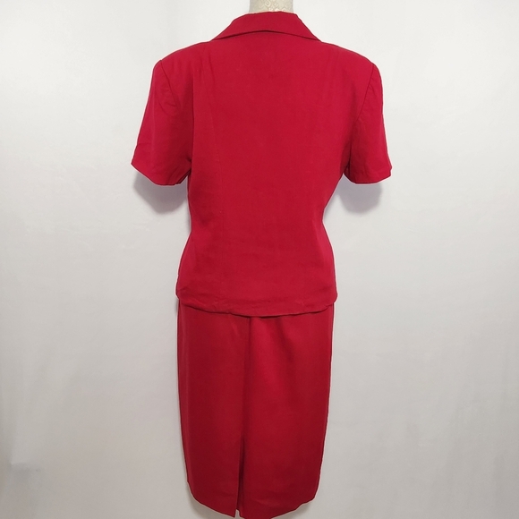 Talbots Women's Size 4 Red Linen Blend Short Sleeve Pencil Skirt Suit Office - Picture 4 of 16
